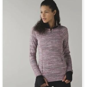 Lululemon Runderful 1/2 Zip Pullover Space Dye Camo Berry Rumble Size 6